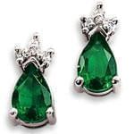 گوشواره طلا سفید با نگین زمرد مدل: edf1107