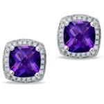 گوشواره طلا سفید با نگین آمتیس مدل: edf1109