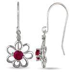 گوشواره طلا سفید با نگین یاقوت مدل: edf1110