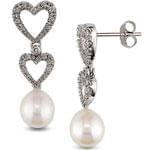 گوشواره طلا سفید با نگین مروارید و برلیان مدل: edf1111