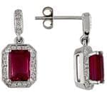 گوشواره طلا سفید با نگین یاقوت مدل: edf1115