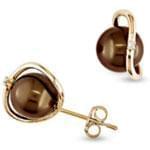 گوشواره طلا زرد با نگین مروارید و برلیان مدل: edf1117