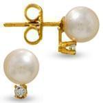 گوشواره طلا  زرد با نگین مروارید و برلیان مدل: edf1118