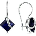 گوشواره طلا سفید با نگین یاقوت کبود مدل : EDF1003