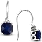 گوشواره طلا سفید با نگین یاقوت کبود مدل : EDF1007