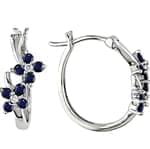 گوشواره طلا سفید با نگین یاقوت کبود والماس مدل : EDF1014