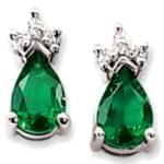 گوشواره طلا سفید با نگین زمرد و برلیان مدل:edf1034