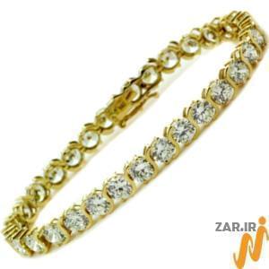 دستبند طلا زرد با نگین الماس مدل: bdf1095 