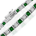 دستبند طلا سفید با نگین الماس و زمرد مدل: bdf1096 