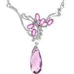  گردنبند طلا سفید با نگین الماس و آمتیست مدل: ndf1172 