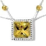 گردنبند طلا سفید با نگین سیترین مدل: ndf1174 