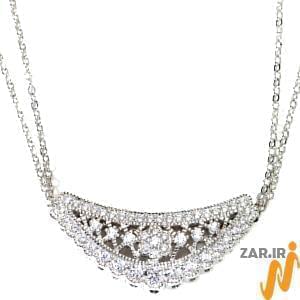 گردنبند طلا سفید با نگین الماس مدل: ndf1184 