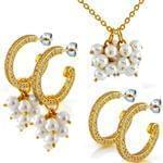  نیم ست طلا زرد با نگین مروارید و الماس مدل:hsdf1127 