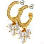گوشواره طلا زرد با نگین مروارید و الماس مدل:edf1125 