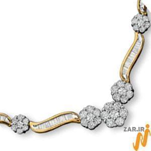  گردنبند طلا زرد و سفید با نگین الماس مدل: ndf1189 