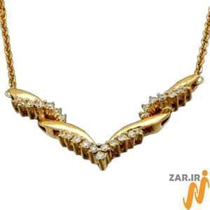 گردنبند طلا زرد با نگین الماس مدل: ndf1192 