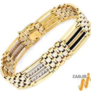 دستبند مردانه طلا زرد با نگین الماس مدل: bdm1003