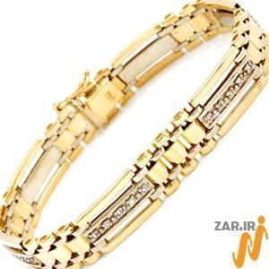 دستبند مردانه طلا زرد با نگین الماس مدل: bdm1005