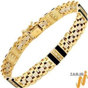 دستبند مردانه طلا زرد با نگین الماس و انیکس مدل: bdm1007