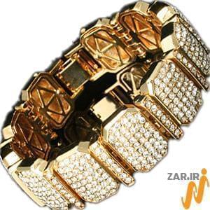 دستبند مردانه طلا زرد با نگین الماس مدل: bdm1009