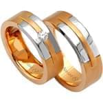 ست حلقه عروسی طلا سفید و رزگلد با نگین الماس تراش برلیان مدل: srd1052