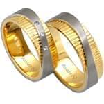 ست حلقه عروسی طلا سفید و زرد با نگین الماس مدل: srd1053