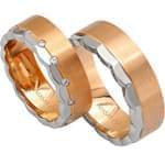 ست حلقه عروسی طلا سفید و رزگلد با نگین الماس مدل: srd1054