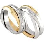 ست حلقه عروسی طلا سفید و زرد با نگین الماس مدل: srd1055
