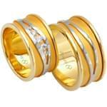 ست حلقه ازدواج طلا سفید و زرد با نگین الماس تراش برلیان مدل: srd1057