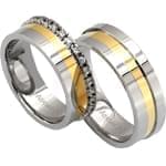 ست حلقه عروسی طلا سفید و زرد با نگین الماس تراش برلیان مدل: srd1059