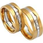 ست حلقه عروسی طلا سفید و زرد با نگین الماس تراش برلیان مدل: srd1061