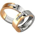 ست حلقه عروسی طلا سفید و رزگلد با نگین الماس تراش برلیان مدل: srd1064