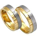 ست حلقه عروسی طلا سفید و زرد با نگین الماس تراش برلیان مدل: srd1065