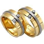 ست حلقه عروسی طلا سفید و زرد با نگین الماس مدل: srd1069