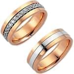 ست حلقه عروسی طلا سفید و رزگلد با نگین الماس تراش برلیان مدل: srd1071