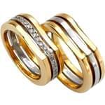 ست حلقه عروسی طلا سفید و زرد با نگین الماس تراش برلیان مدل: srd1074