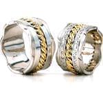 ست حلقه عروسی طلای سفید و زرد با نگین برلیان طرح بافت مدل: srd1110