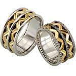 ست حلقه عروسی طلای سفید و زرد با نگین برلیان مدل: srd1111