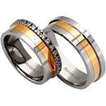 ست حلقه عروسی طلای سفید و گلی با نگین برلیان مدل: srd1112