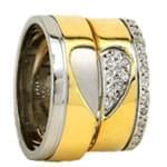 ست حلقه عروسی طلای سفید و زرد با نگین برلیان طرح پازل قلب مدل: srd1113