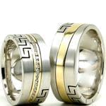 ست حلقه عروسی طلای سفید و زرد با نگین برلیان طرح ورساچی مدل: srd1115