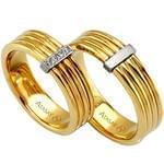 ست حلقه عروسی طلای زرد و سفید با نگین برلیان مدل: srd1117