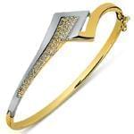 دستبند النگویی طلا زرد و سفید با نگین برلیان مدل: bng1001