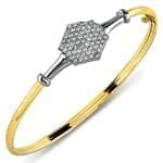 دستبند النگویی طلا زرد و سفید با نگین برلیان مدل: bng1002