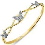 دستبند النگویی طلا زرد و سفید با نگین برلیان مدل: bng1004