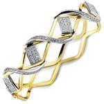 دستبند النگویی طلا زرد و سفید با نگین برلیان مدل: bng1005