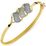 دستبند النگویی طلا زرد و سفید با نگین برلیان مدل: bng1007