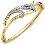 دستبند النگویی طلا زرد و سفید با نگین برلیان مدل: bng1008