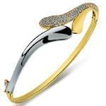 دستبند النگویی طلا زرد و سفید با نگین برلیان مدل: bng1009