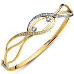 دستبند النگویی طلا زرد و سفید با نگین برلیان مدل: bng1010